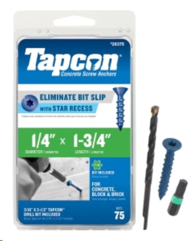Rental store for Tapcon Torx 1 4 x1-3 4 75ct. in Aberdeen OH